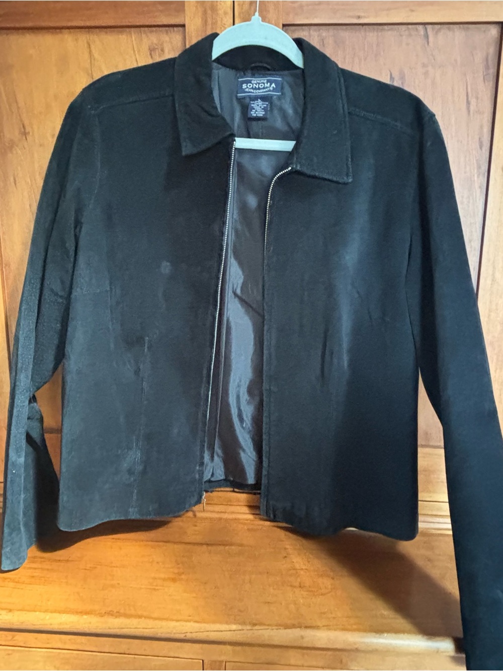 Vintage Genuine Sonoma Jean Co. Black Suede Leather Zip-Up Jacket - Large